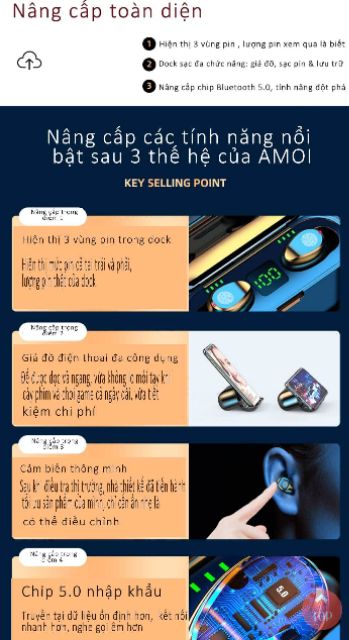 TAI NGHE BLUETOOTH HIỆU AMOI 5.0 cao cấp