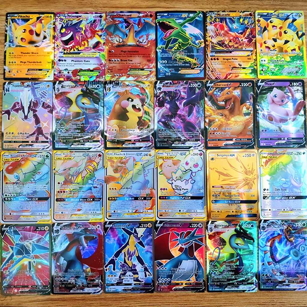 Set 60 Thẻ Bài Pokemon Mạ Vàng 55 Gx + 5 Mega