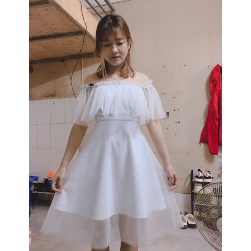 Váy trắng nữ trễ vai Lovely Dress dáng xòe cao cấp - Nàng Home- ,đi cưới và dự tiệc | BigBuy360 - bigbuy360.vn