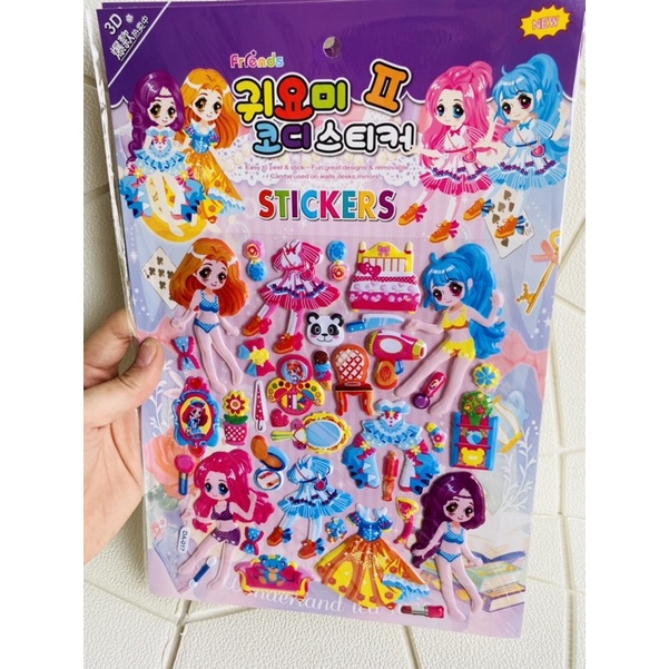 Hình Dán Nổi Búp Bê Cho Bé 1 Tấm size Lớn