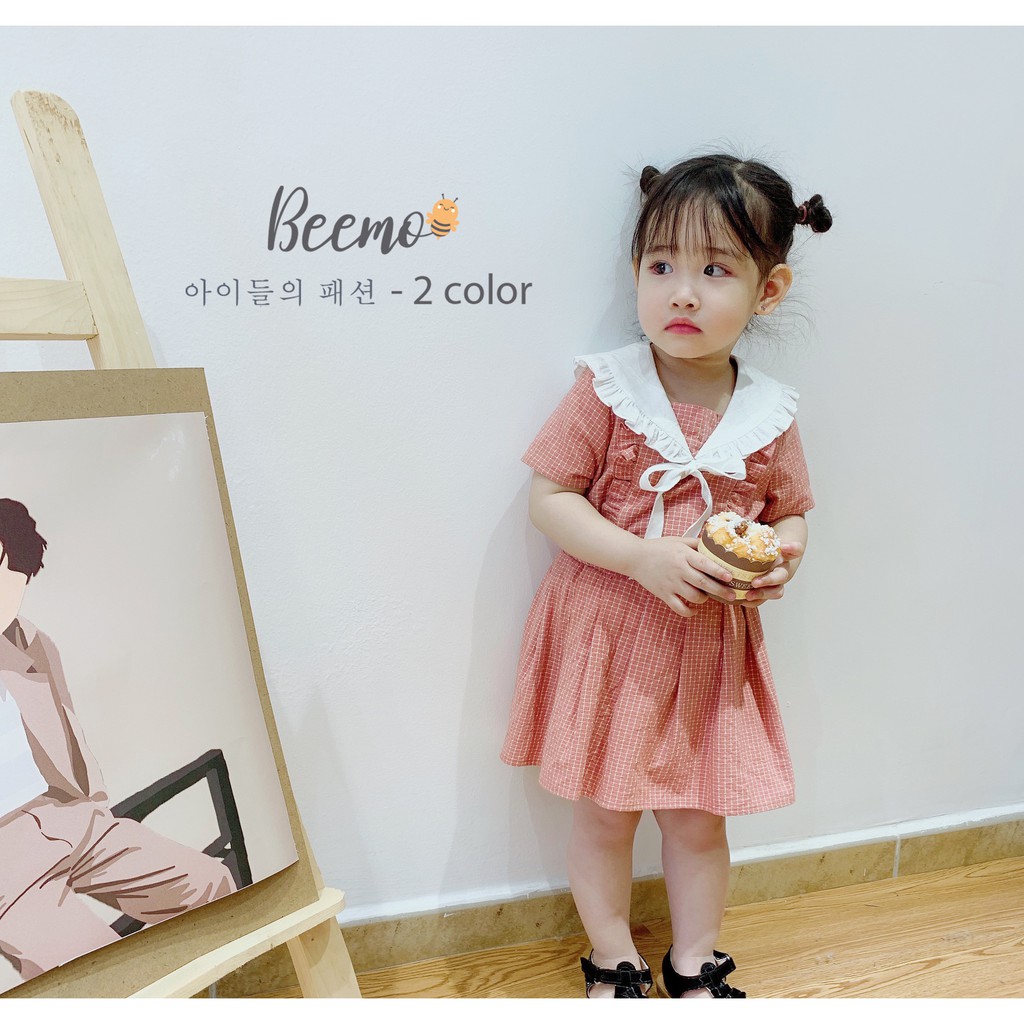 Váy cho bé gái GELU KIDS kẻ thô chất liệu thô mềm phong cách Hàn Quốc - SBG003