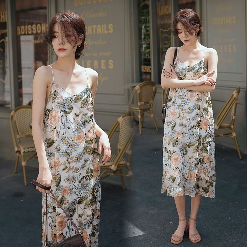 Đầm không tay Họa Tiết Hoa Retro Thời Trang Quyến Rũ