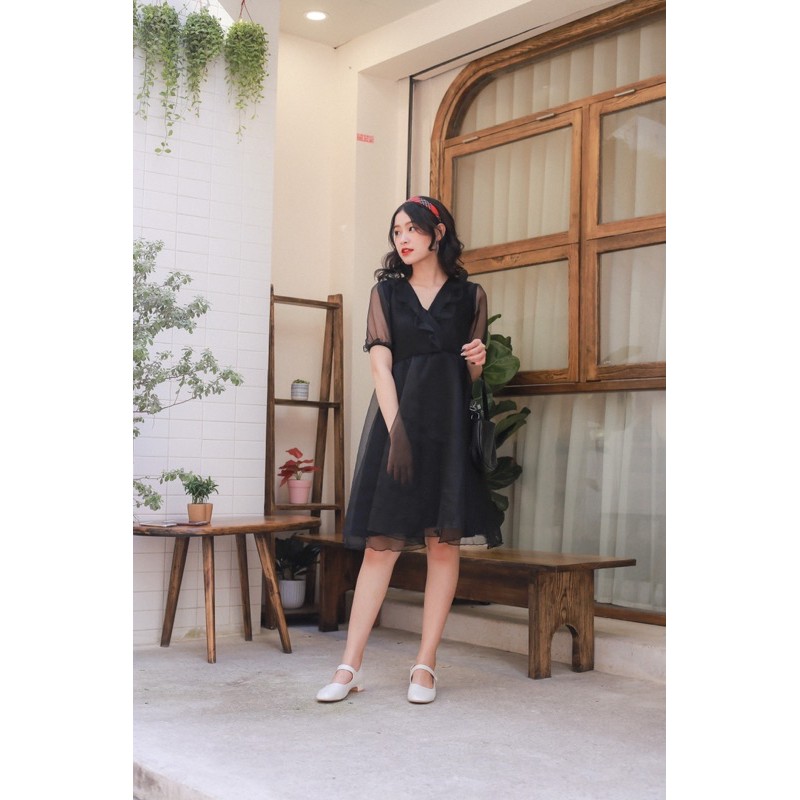 VÁY ĐI CHƠI/ĐI TIỆC/PROM - DENIM DRESS - VÁY CỔ TIM BÈO TAY BỒNG - V0083 | BigBuy360 - bigbuy360.vn