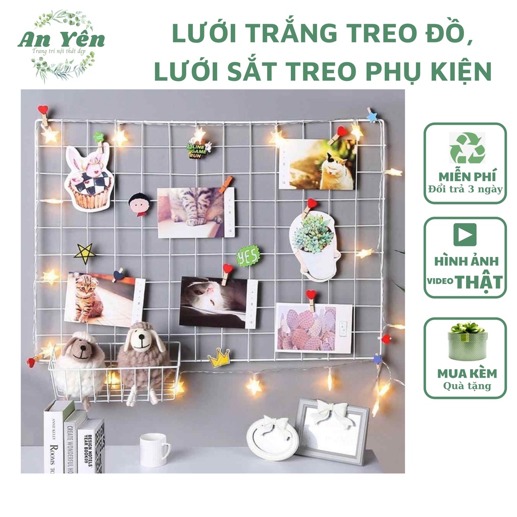 LƯỚI TRẮNG TREO ĐỒ, LƯỚI SẮT TREO PHỤ KIỆN có bán móc treo