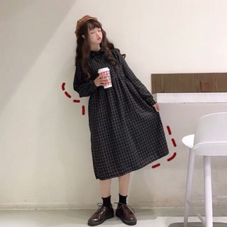 [có sẵn] Đầm / Váy babydoll đen caro