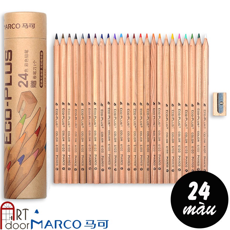 [ARTDOOR] Bộ bút chì màu Khô 24/48 MARCO Eco (ống tròn)