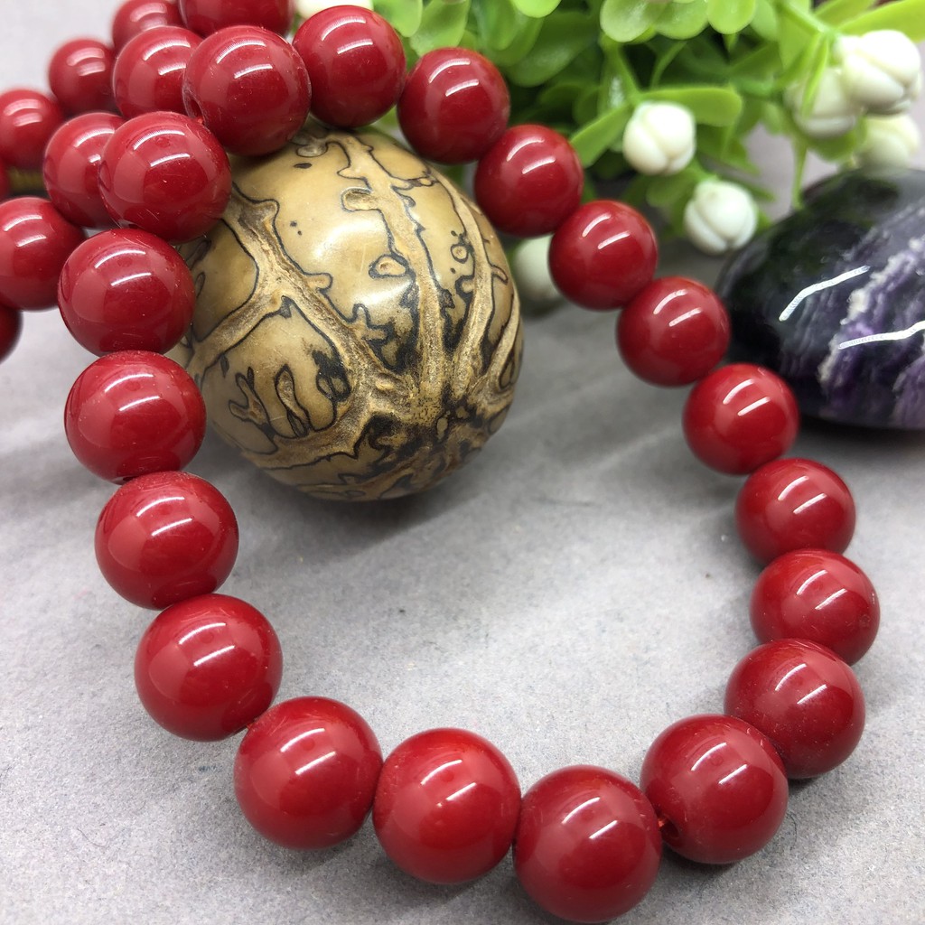 Vòng Tay Chuỗi Hạt Màu Đỏ San Hô Kích Thước 6 / 8 / 10mm