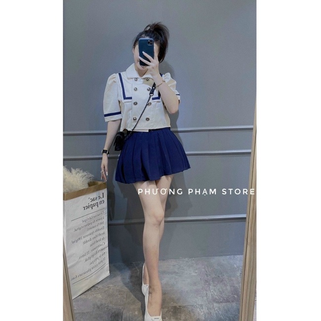 Set áo sơ mi thuỷ thủ chân váy