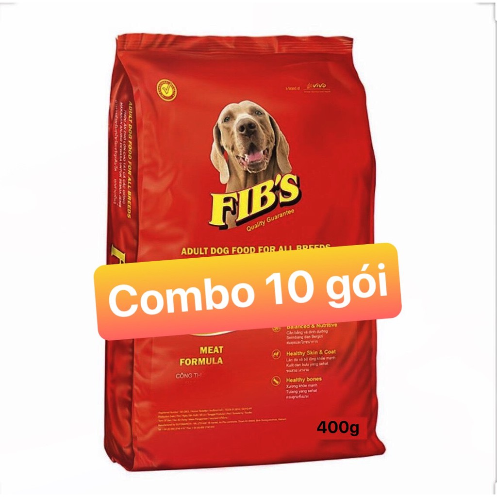 Combo 10 gói thức ăn cho chó - hạt cho chó giá rẻ - thức ăn cho chó - FIBS 400gr