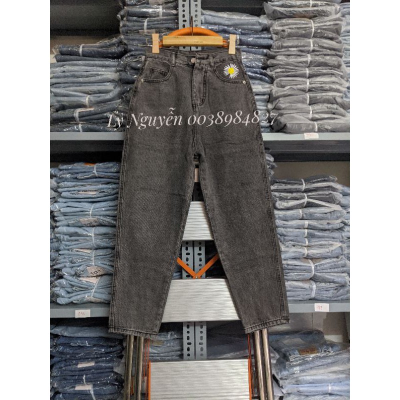QUẦN BAGGY JEANS THÊU HOA CÚC