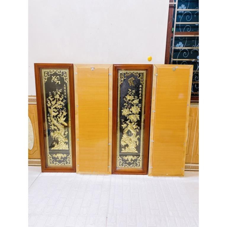 Đồ Đồng Thờ Cúng Phong Thủy TRANH TỨ QUÝ TÙNG TRÚC CÚC MAI 40x100 cm nặng 20 kg khung gỗ chất liệu bằng đồng tranh đồng