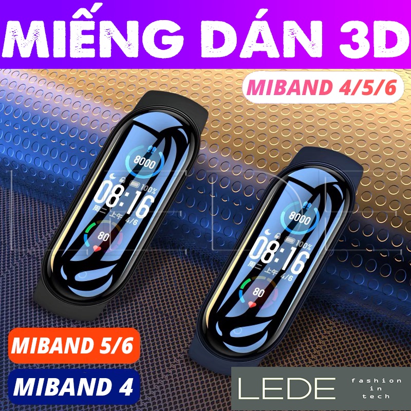 Miếng dán màn miband 6, miband 5 3D Full màn, dán dẻo mi band 5/6 3D Full viền