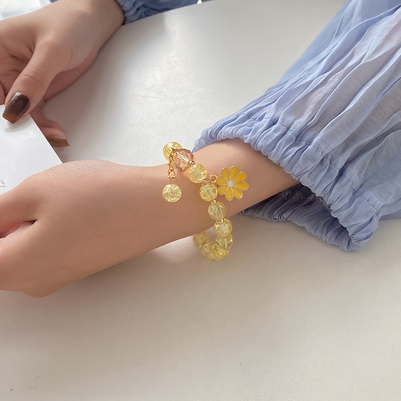 Vòng Tay Đính Hạt Pha Lê Hình Hoa Cúc Dễ Thương Thiết Kế Đơn Giản Thời Trang | BigBuy360 - bigbuy360.vn