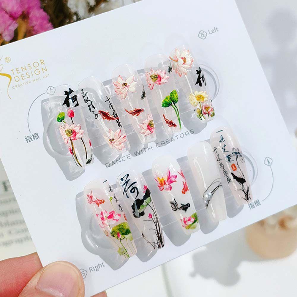 Miếng Dán Trang Trí Móng Tay Hình Hoa Sen / Mặt Trăng / Hoa Sen Độc Đáo Thời Trang