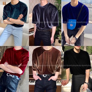 Áo thun nhung nam fom rộng,tay lỡ