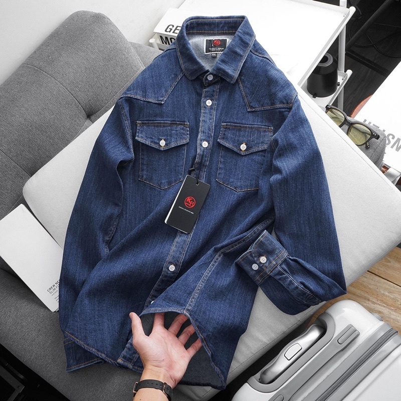 Áo sơmi nam demin cao cấp unisex hàng xuất xịn - áo khoác