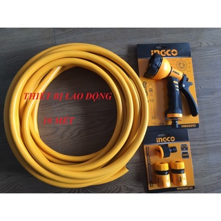 Bộ 10 mét ống nhựa pvc khớp nối vòi xịt rữa tưới cây 8 tia ingco hph2001 hwsg092