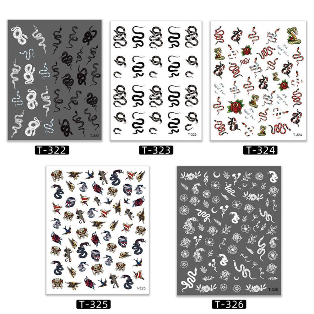 OKDEALS Sticker Rắn Trắng Đen 3D Dán Móng Nghệ Thuật