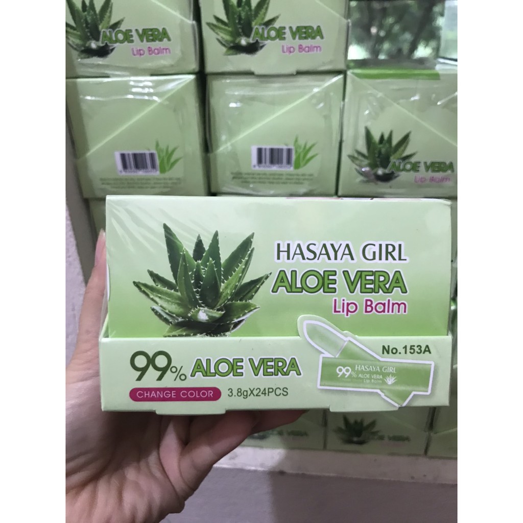 Hộp 24 cây Son dưỡng môi Nha đam Hasaya Girl Aloe Vera 99% Thái Lan