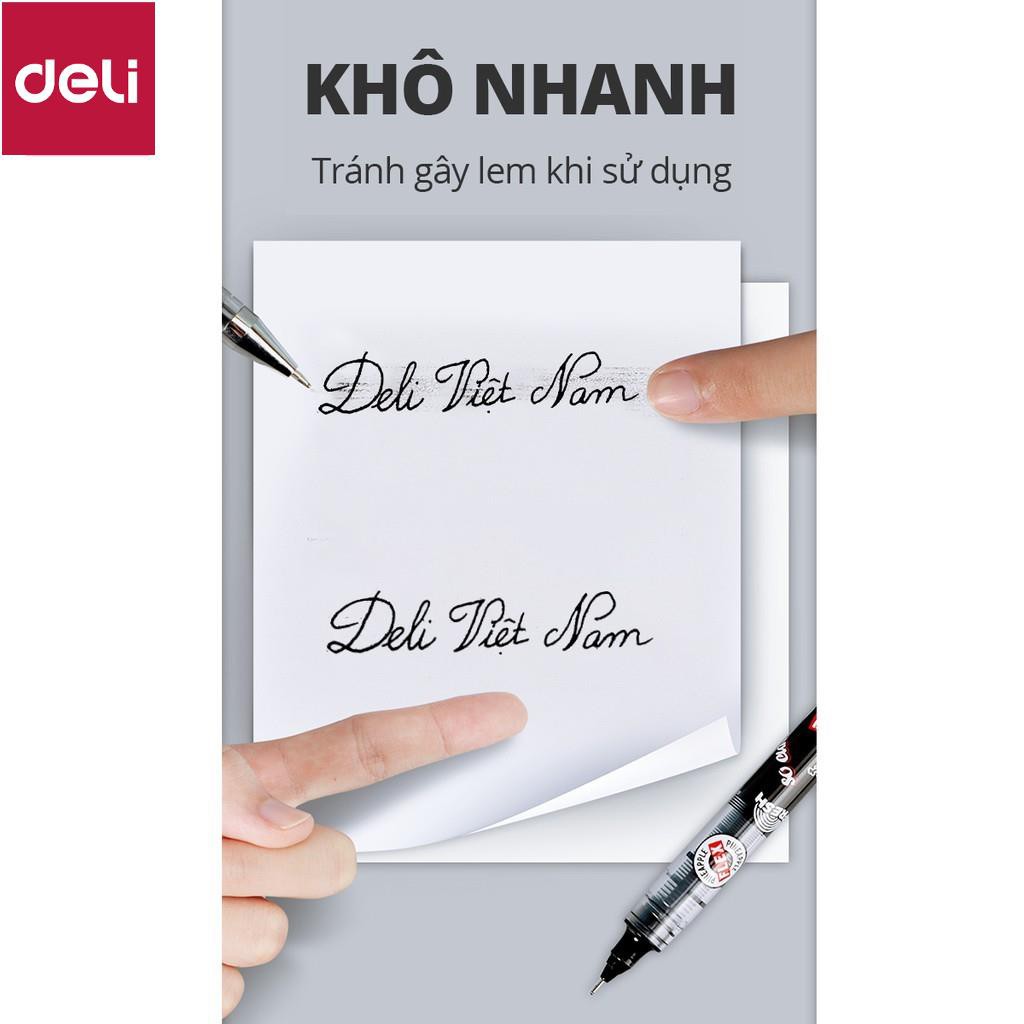 Bút bi nước Deli - 0.5mm - Vỏ Đen/Trắng - 1 chiếc màu ngẫu nhiên - S876 [Deli]