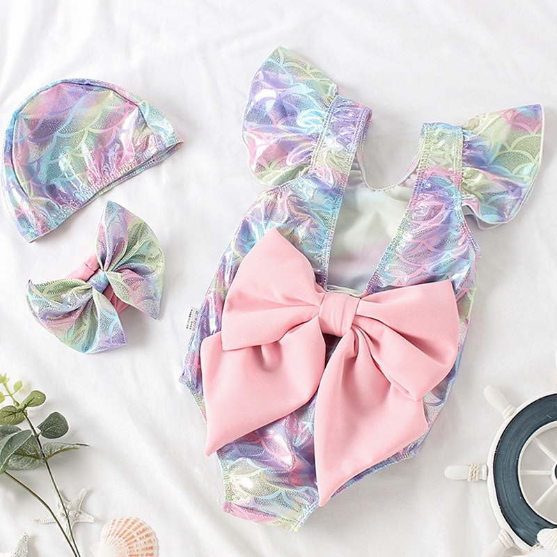 Bộ đồ bơi Bikini áo tắm liền thân nơ lưng cho bé gái - T09