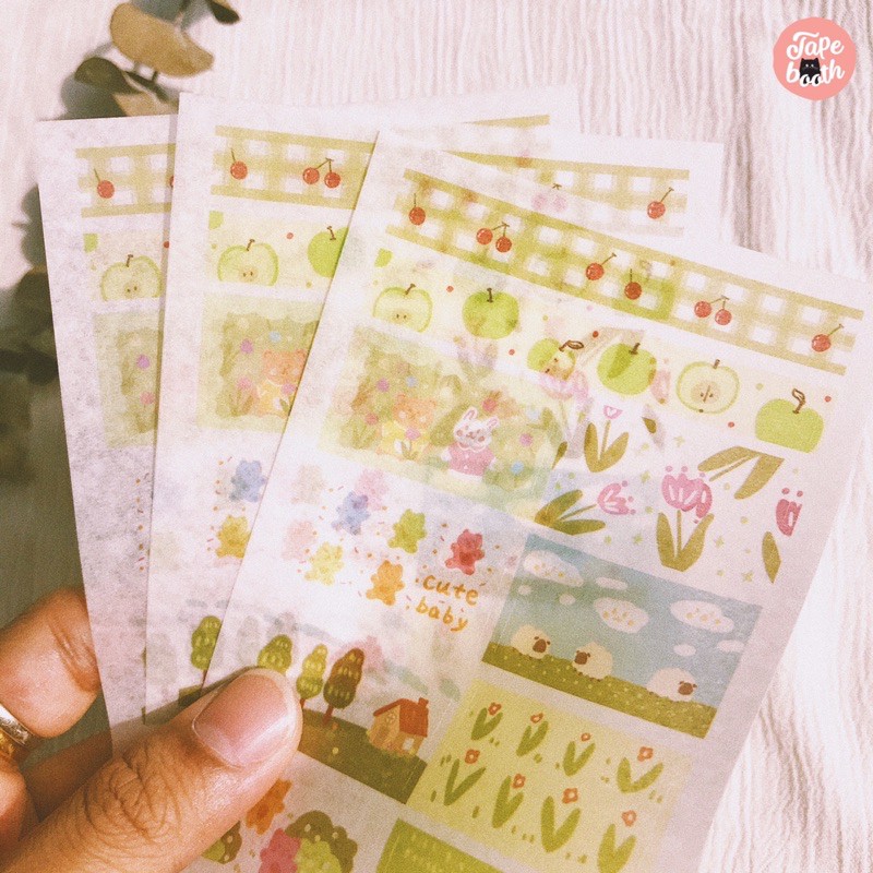 [Freeship] Hình dán sticker cute chủ đề washi tape dễ thương dán sổ