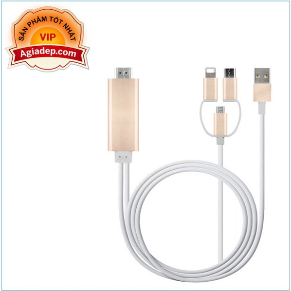 Dây cáp 4 đầu iPhôn Android Type C sang HDMI cho tivi, máy chiếu, laptop v.v. (đa năng tiện dụng)