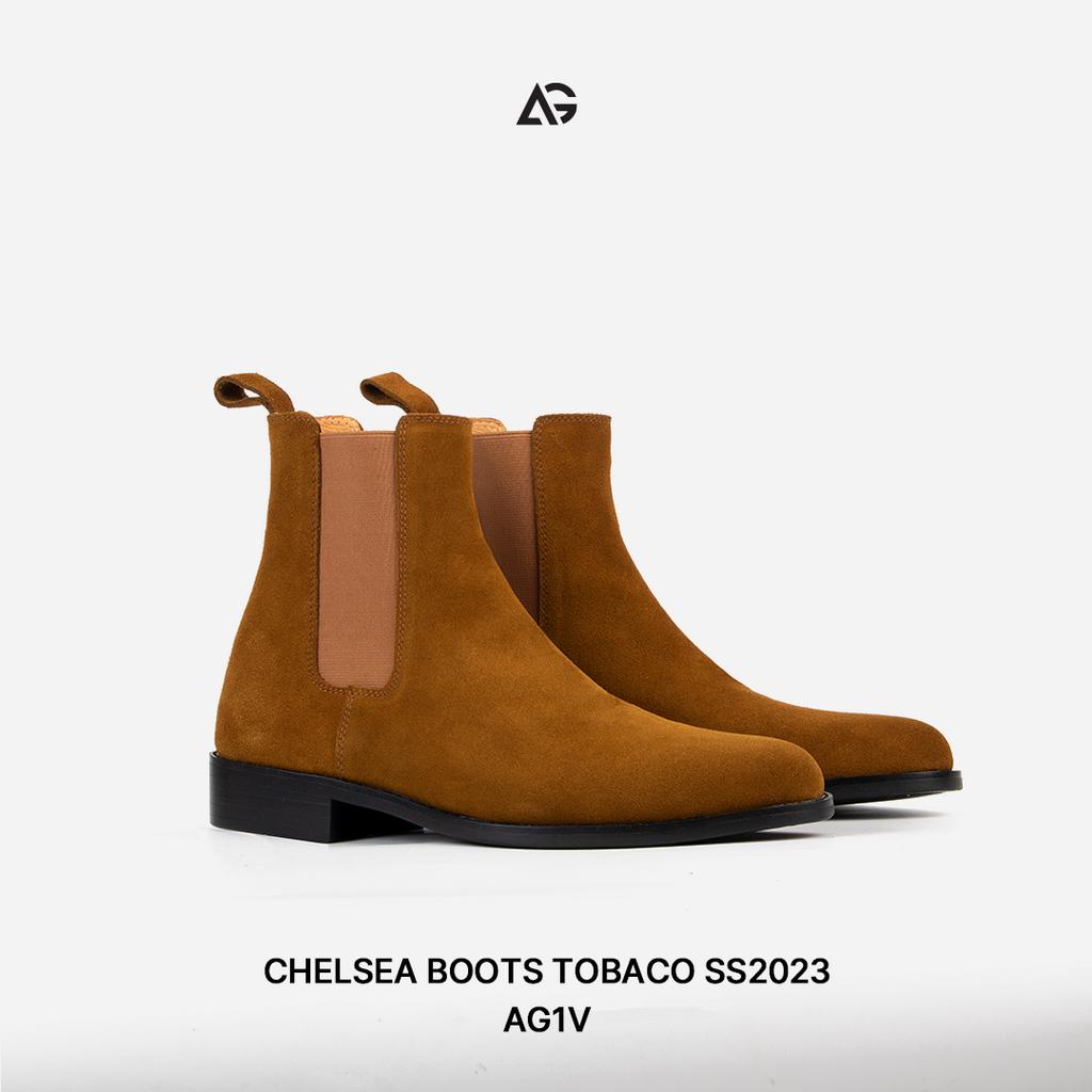 Giày Chelsea boots nam da lộn nâu, da bò cao cấp nhập khẩu handmade August shoes AG1V  chính hãng bảo hành 12 thá