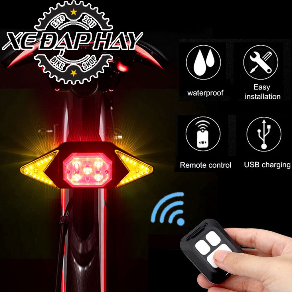 Đèn Hậu Xi Nhan Xe Đạp Điều Khiển Từ Xa | Sạc Pin USB 500mAh, Chống Nước IPX2 Tuổi Thọ LED 30000 Giờ