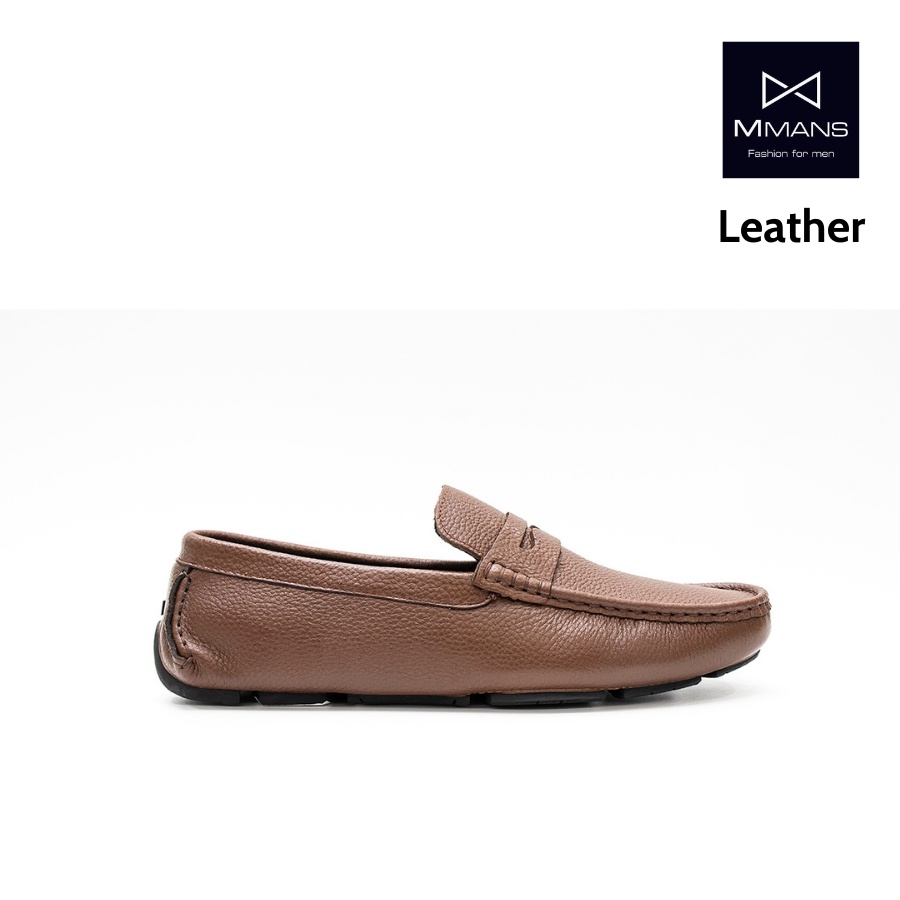 Giày lười nam moca MMANS màu nâu chất liệu da thật cao cấp