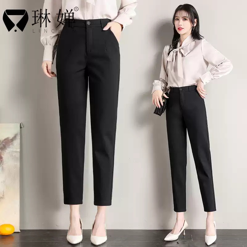 Quần tây nữ lưng cao ống đứng đẹp  Quần tây công sở nữ khóa thật vải tuyết mưa màu đen