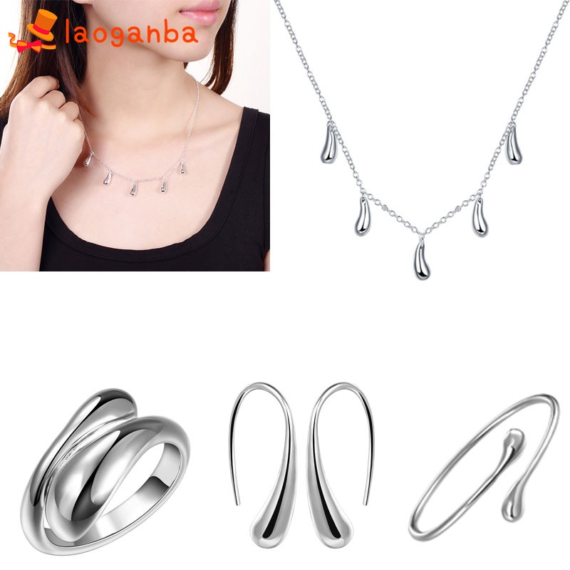 Bộ trang sức 4 món mạ bạc hình giọt nước mới