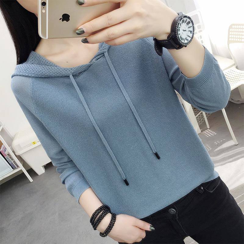 Áo Sweater Vải Lụa Lạnh Mỏng Dáng Rộng Tay Lửng Có Mũ Trùm Thời Trang Xuân Hè 2020 Cho Nữ