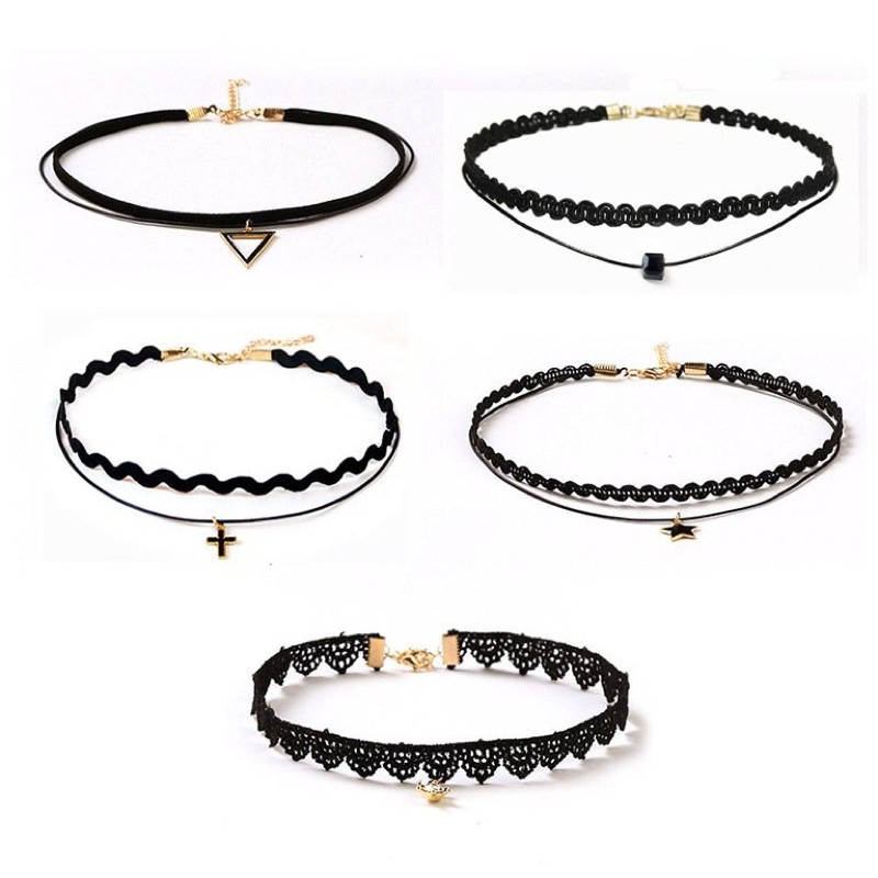 Vòng cổ choker ren đen thời trang Hàn Quốc cá tính xinh xắn nhiều mẫu mã cho nữ