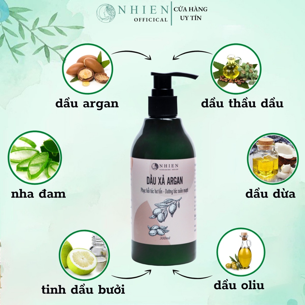 Dầu xả tóc argan, nha đam phục hồi hư tổn, dưỡng tóc suôn mềm, bóng mượt