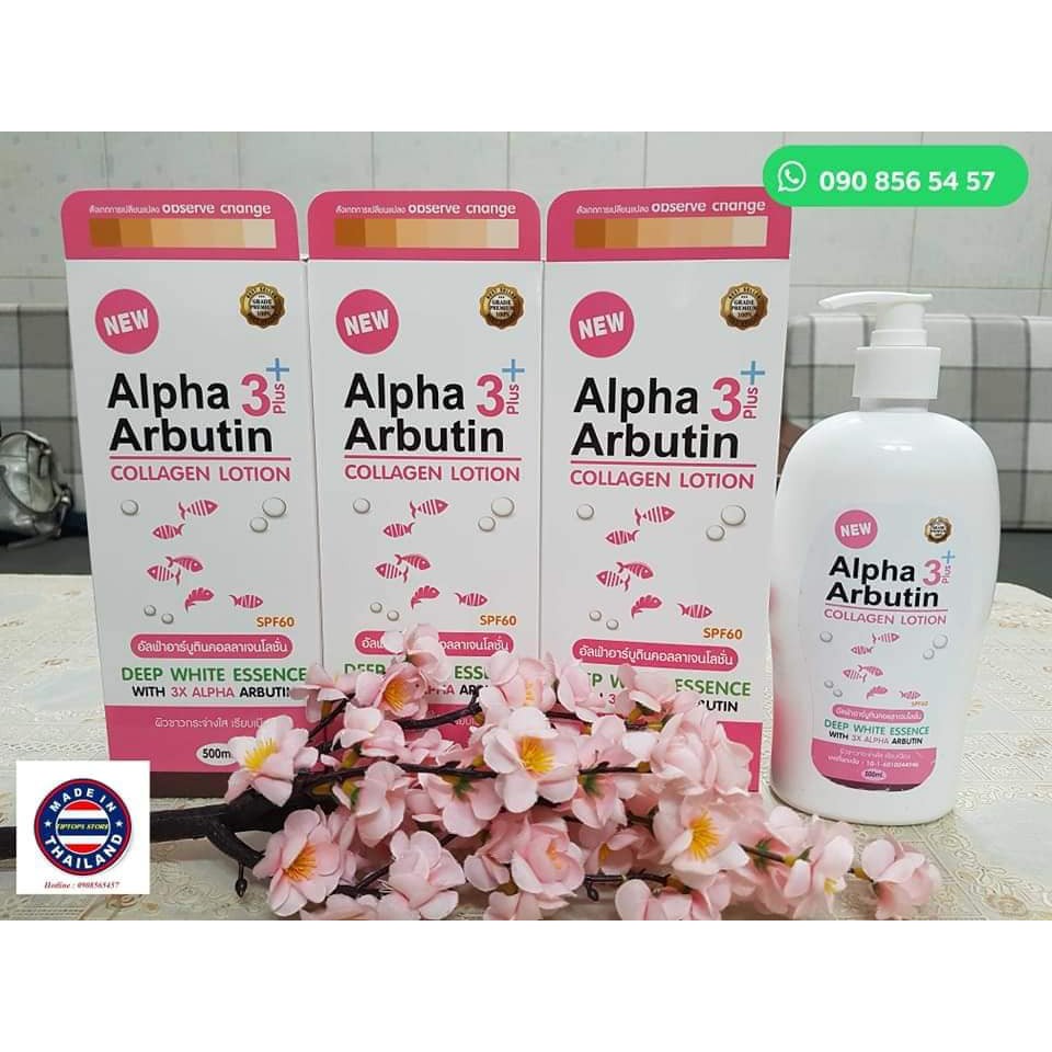 Dưỡng Thể Trắng Da Alpha Arbutin Collagen Lotion 3+ Plus 500ml – Thái Lan