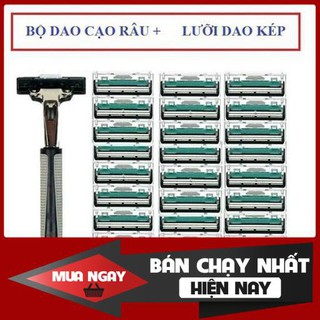 Bộ cạo râu 38 món - Bộ Dao Cạo Râu Cao Cấp 38 Món (1 Dao Cạo + 36 Lưỡi + 1 Tuýp Kem Cạo)