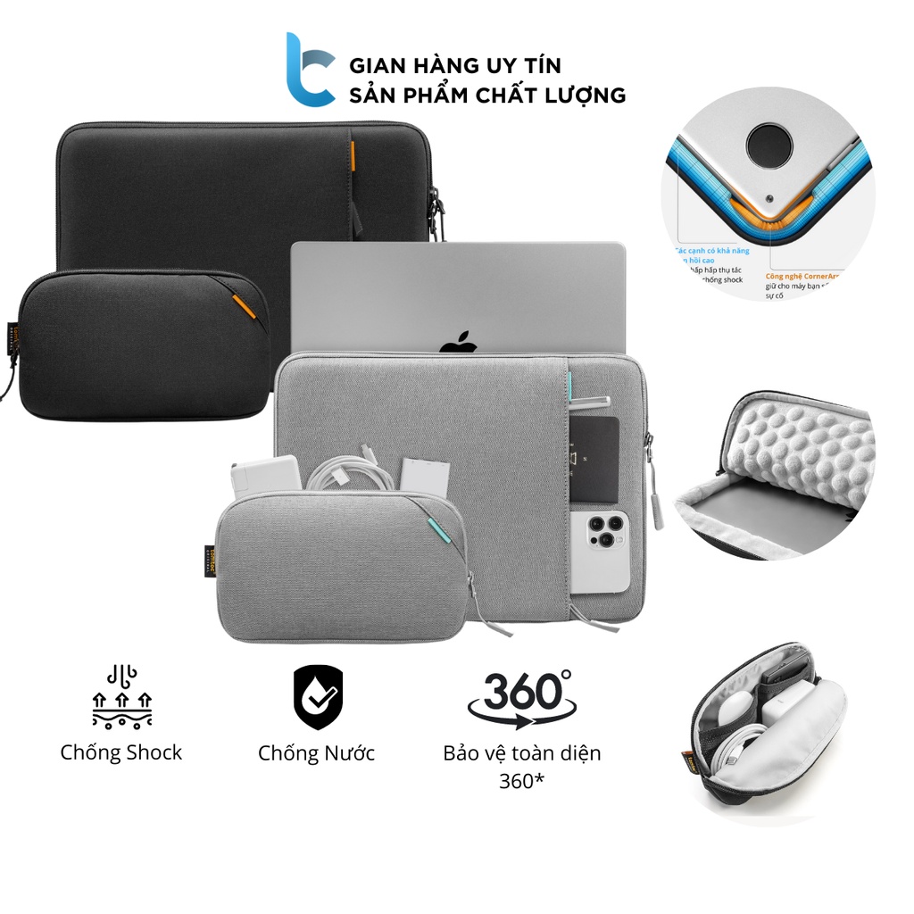 Túi Chống Shock, Chống Nước Macbook, Laptop Bảo Vệ 360 Tomtoc Protective Tặng Kèm Túi Đựng Phụ Kiện