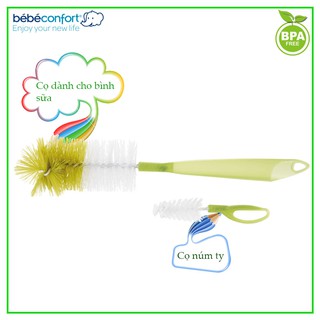 CỌ BÌNH SỮA & NÚM TY KHÁNG KHUẨN 2 in 1 BEBECONFORT- PHÁP