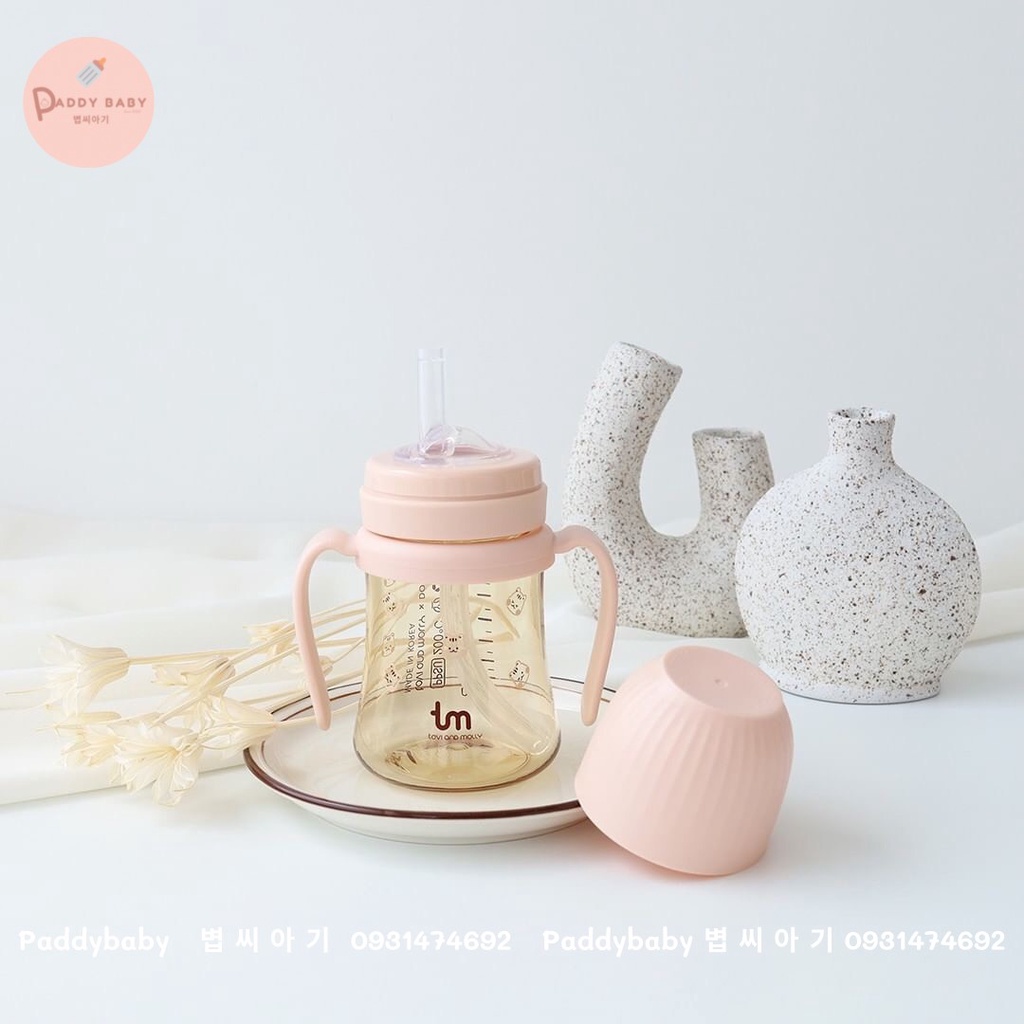 Bình hút nước cho bé Dottodot x Tovy & Molly Hàn Quốc  kèm tay cầm - made in Korea