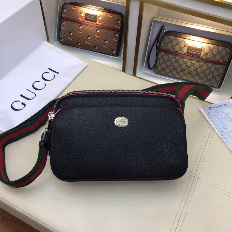 Túi bao tử đeo chéo nam da thật cao cấp Gucci GG GC bản da sần kiểu dáng trẻ trung