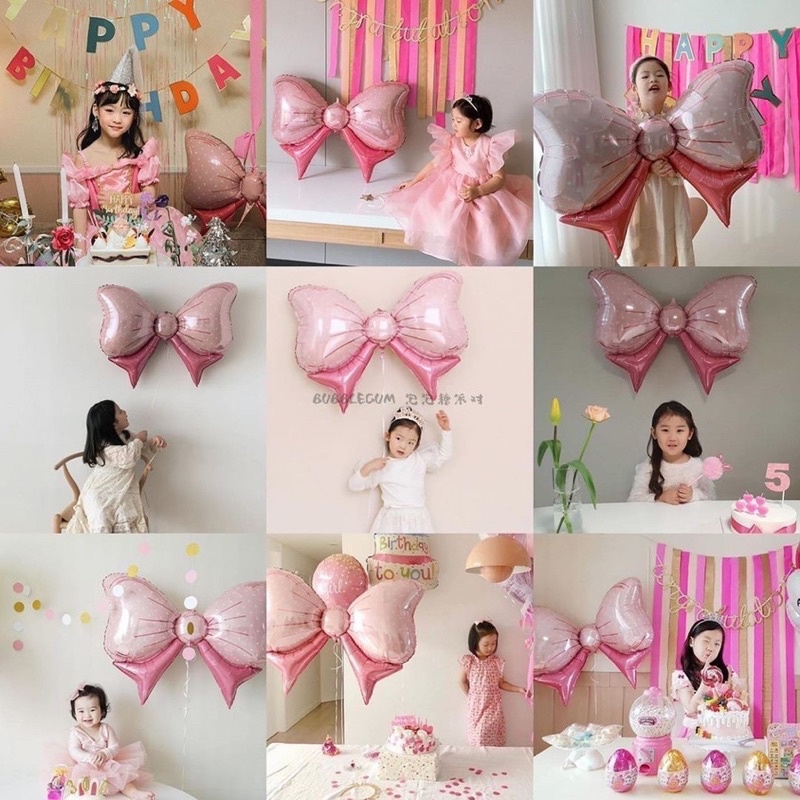 Bong Bóng Nơ Hồng Xanh Pastel Đáng Yêu Trang Trí Sinh Nhật - Yori Party
