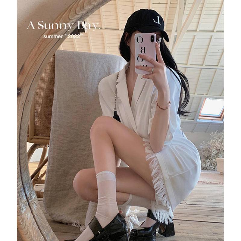 Set Đồ Nữ Áo Croptop Tay Lỡ Khoác Ngắn Chân Váy Chữ A Xòe Đi Dự Tiệc Biển Đẹp 2022 Thời Trang Xiaoyingtao SD006