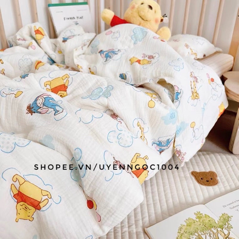 Set chăn gối cho bé vải xô Muslin cao cấp