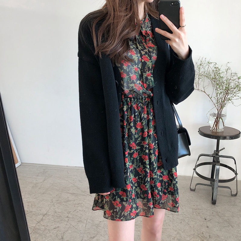 Áo Cardigan Len Nữ Dài Tay Form Rộng Ulzzang Vintage Hàn Quốc