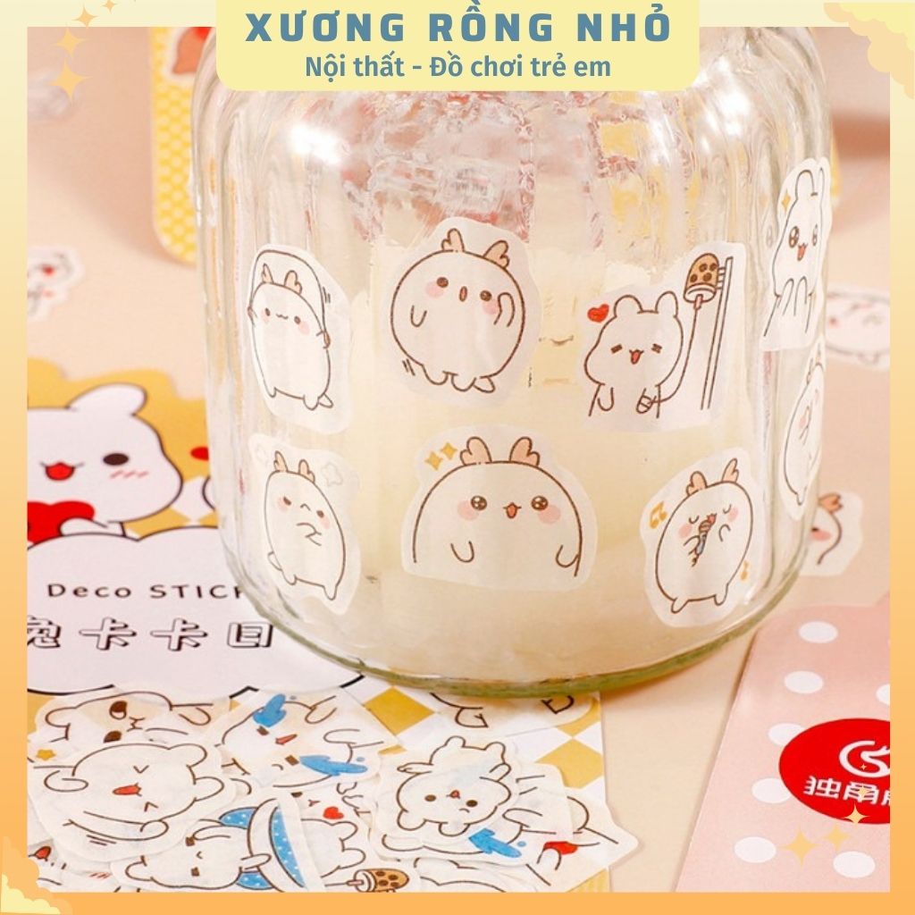 Set 6 Miếng Sticker hoạt hình dễ thương, stiker trang trí sổ tay, Xương Rồng Nhỏ