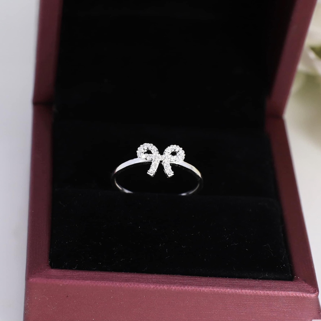 Nhẫn bạc nữ PANSY hình chiếc nơ đính đá xinh xắn - Nhẫn nữ bạc ta 925 tiểu thư