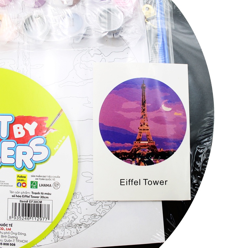 Tranh Tô Màu Số Hóa Gỗ 30 cm Paint By Numbers - Colormate EF30CM - Eiffel