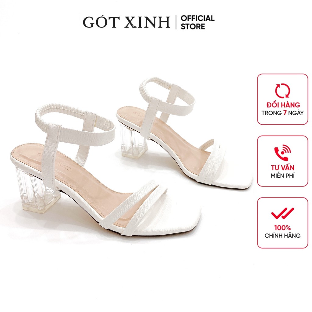 Sandal cao gót nữ GÓT XINH GD19 quai ngang da mềm đế trụ mika trong cao 5cm