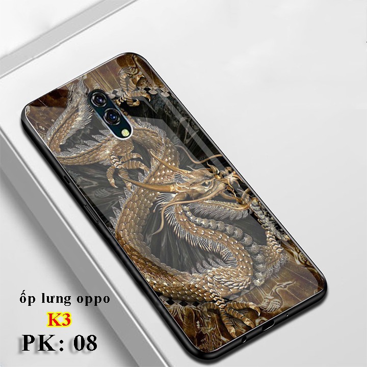 Ốp lưng K3, FREE SHIP  ốp lưng kính cường lực oppo k3 in hình 3D mặt kính 9H bền đẹp Aha Case